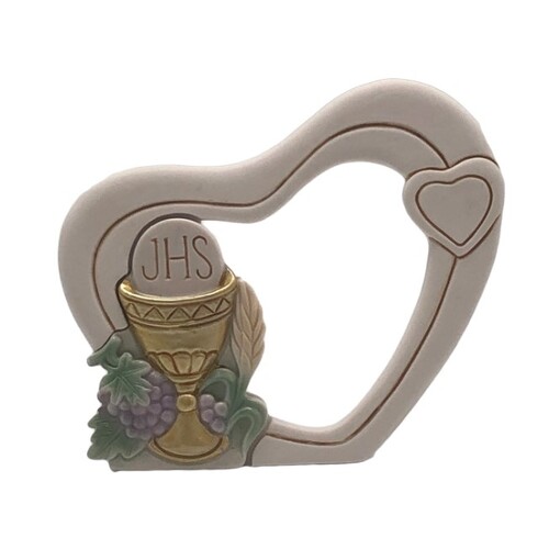 COMMUNION PLAQUE HEART SHAPED RESIN