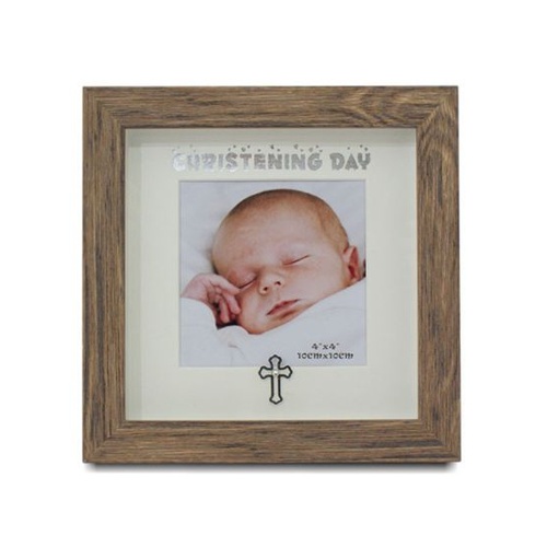 CHRISTENING PHOTO FRAME WOOD LOOK