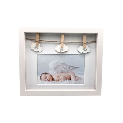 BLESS THIS CHILD PHOTO FRAME WHITE