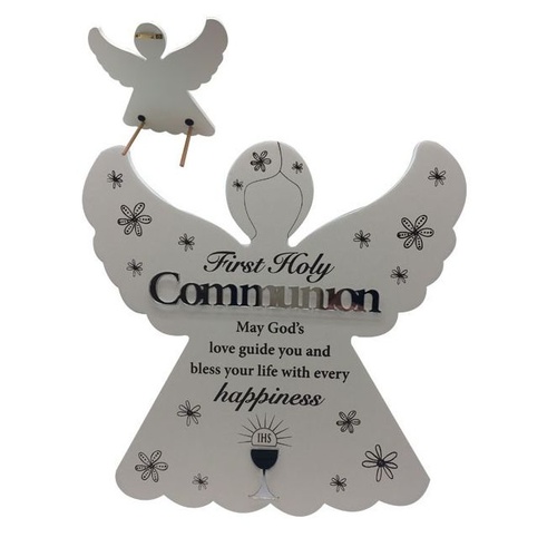 PLAQUE FIRST COMMUION ANGEL HANGING OR STANDING 200mm