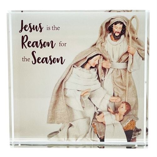 CRYSTAL PAPERWEIGHT BLOCK JESUS IS THE REASON