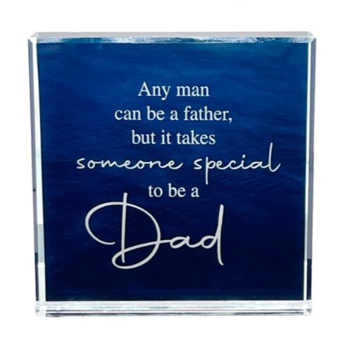 CRYSTAL PAPERWEIGHT BLOCK DAD