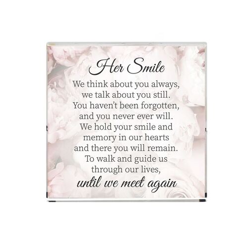 CRYSTAL PAPERWEIGHT BLOCK HER SMILE