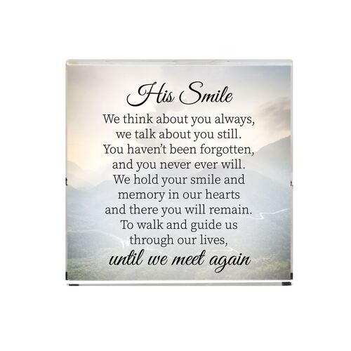 CRYSTAL PAPERWEIGHT BLOCK HIS SMILE