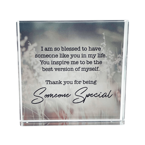 CRYSTAL PAPERWEIGHT BLOCK SOMEONE SPECIAL