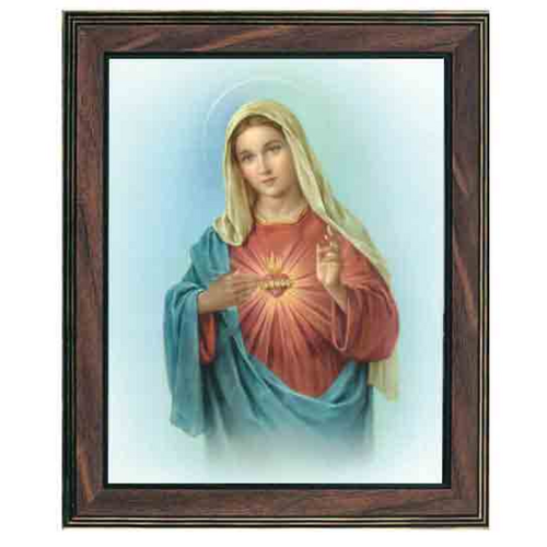 WOOD FRAME WITH PRINT 10X8 Immaculate Heart of Mary