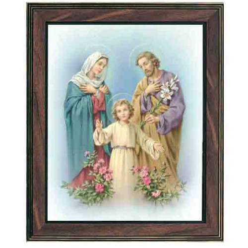 WOOD FRAME WITH PRINT 10X8 Holy Family