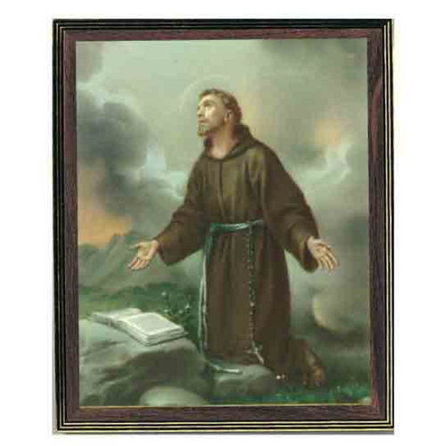 WOOD FRAME WITH PRINT 10X8 St Francis