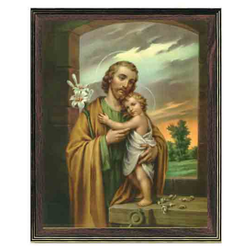 WOOD FRAME WITH PRINT 10X8 St Joseph