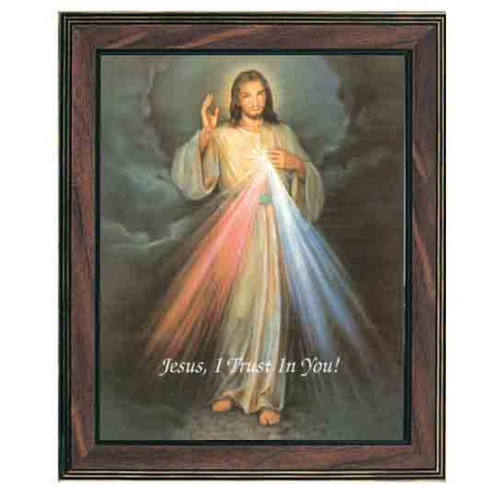 WOOD FRAME WITH PRINT 10X8 Divine Mercy