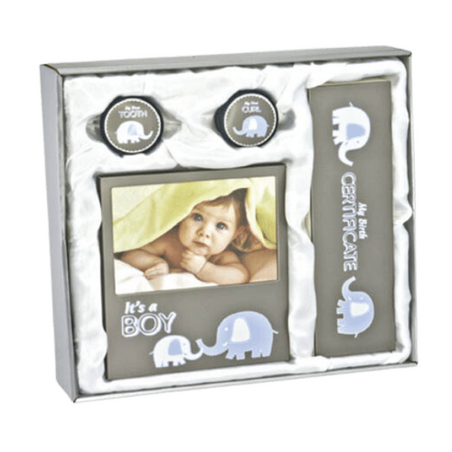 ITS A BOY GIFT SET BLUE ELEPHANTS