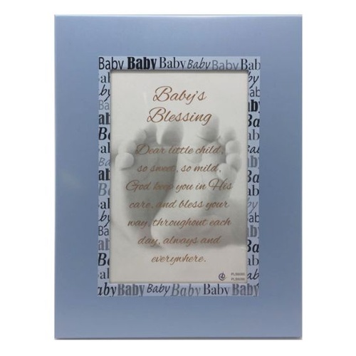 BABY BLESSING PHOTO FRAME METAL BLUE