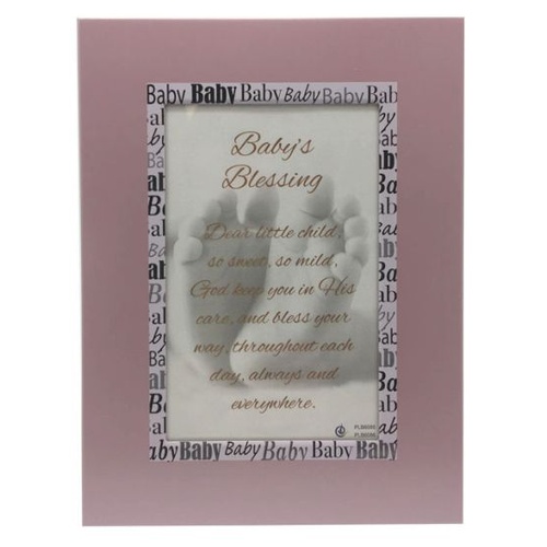 BABY BLESSING PHOTO FRAME METAL PINK
