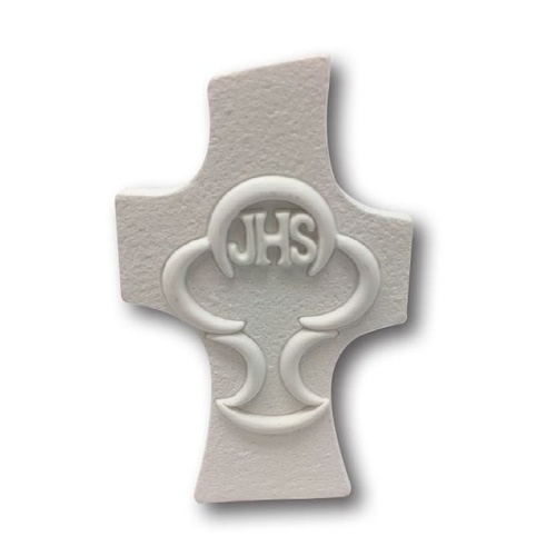 COMMUNION CROSS ORNAMENT WHITE RESIN 
