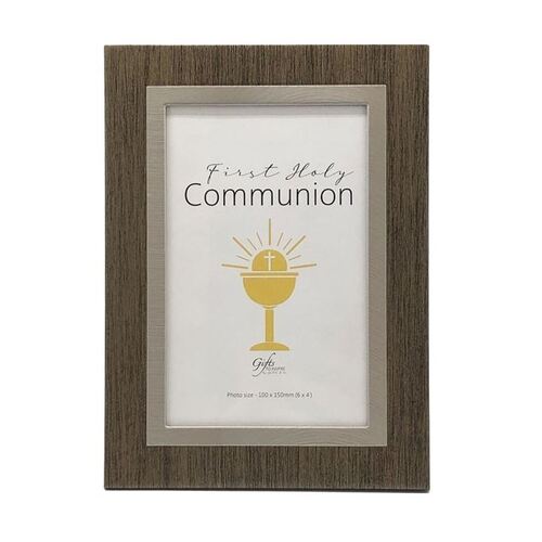 COMMUNION PHOTO FRAME WOODEN - BROWN