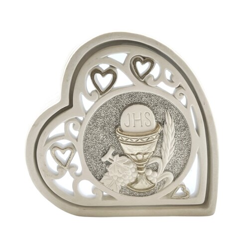 COMMUNION LED PLAQUE FILIGREE HEART