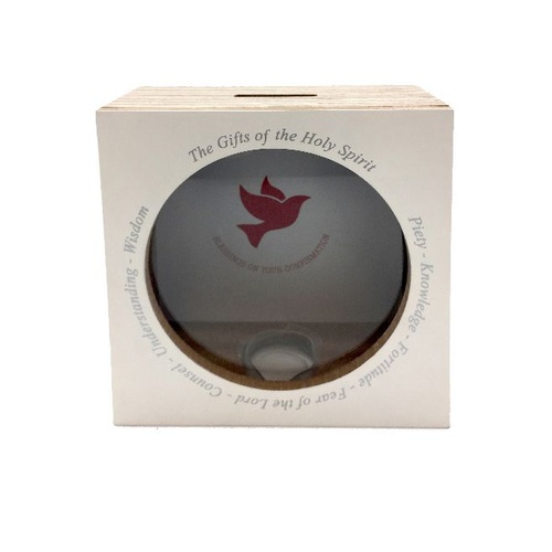 CONFIRMATION MONEY BOX WOOD WHITE