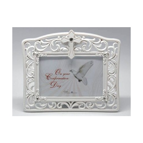 FILIGREE WHITE PEARL FRAME WITH CRYSTAL CONFIRMATION LANDSCAPE