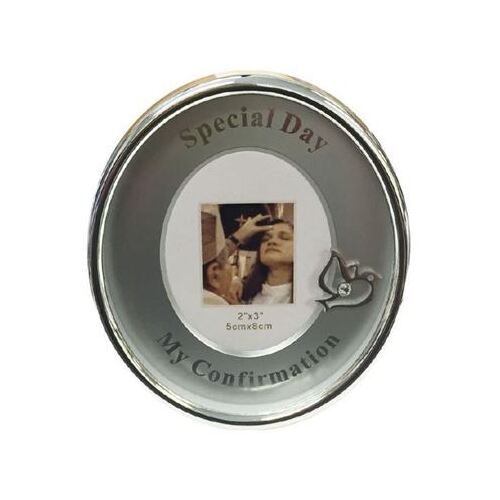 CONFIRMATION FRAME SILVER WITH 3D MOTIF SMALL