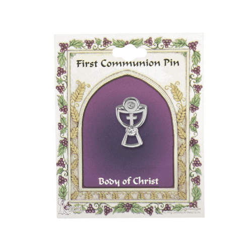 COMMUNION LAPEL PIN CHALICE OUTLINE SILVER