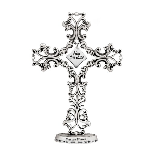 CROSS FILIGREE STANDING - BLESS THIS CHILD