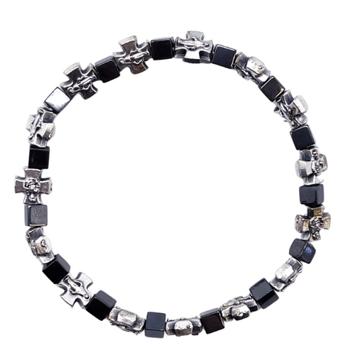 PRECIOUS STONE BRACELET - HEMATITE SQUARE