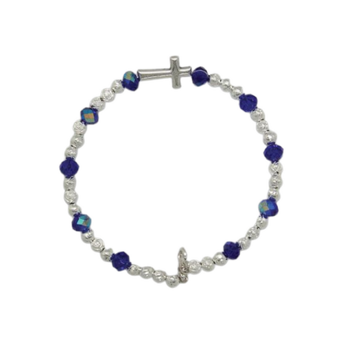 ROSARY BRACELET CRYSTAL AND ZIRCON BEADS DARK BLUE