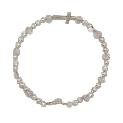 ROSARY BRACELET CRYSTAL AND ZIRCON BEADS CLEAR