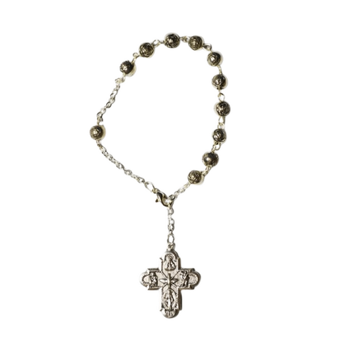 ROSARY BRACELET WITH METALLIC ROSE BEADS