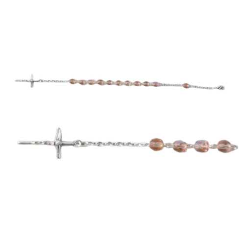 ROSARY BRACELET WITH PINK GLASS BEADS