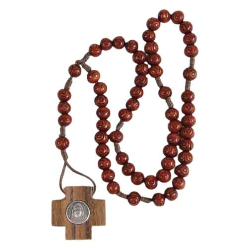 ROSARY WITH WOOD BEADS AND MARY MACKILLOP MEDAL              