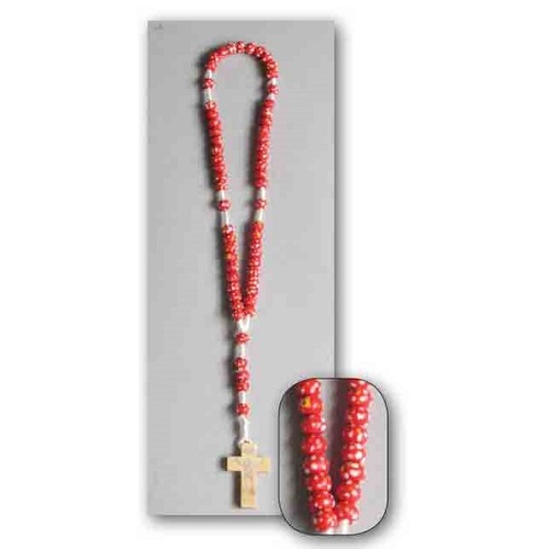 WOOD CORD ROSARY - RED