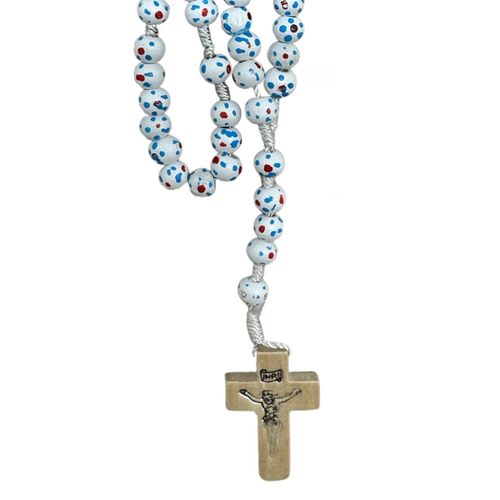 WOOD CORD ROSARY - WHITE