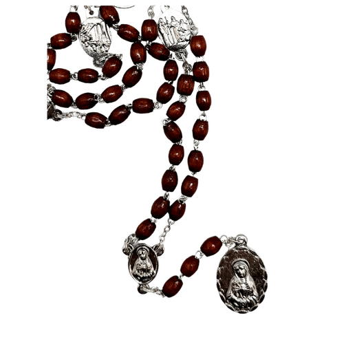 ROSARY SEVEN DOLOR WITH WOOD BEADS BROWN