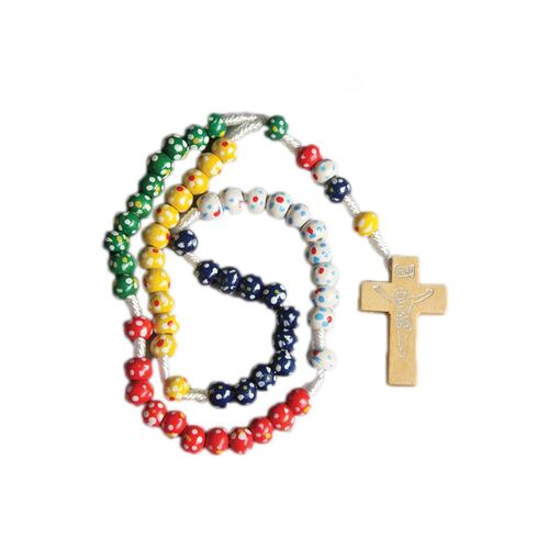ROSARY WITH WOOD BEADS MISSIONARY SMALL