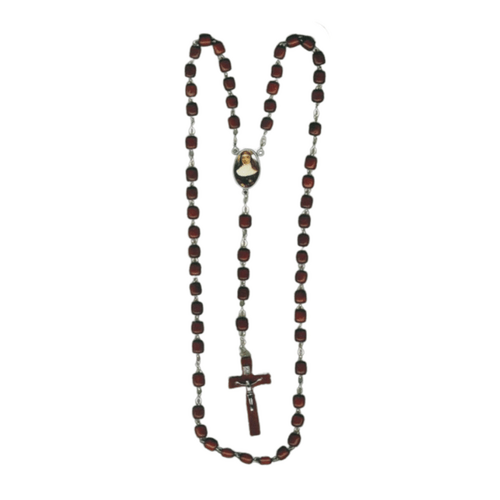 WOOD ROSARY RECTANGLE BEADS MARY MACKILLOP CENTRE PIECE