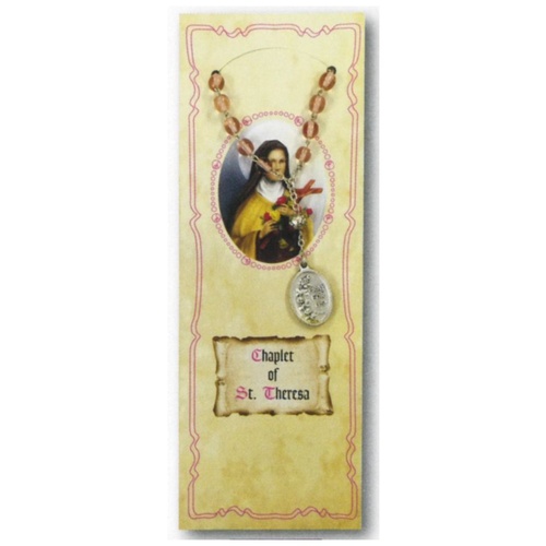 CHAPLET OF ST THERESA WITH PINK PLASTIC BEAD