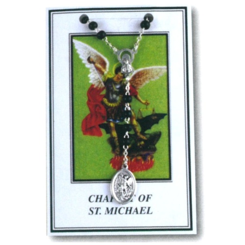 CHAPLET OF ST MICHAEL WITH BLACK WOODEN BEADS