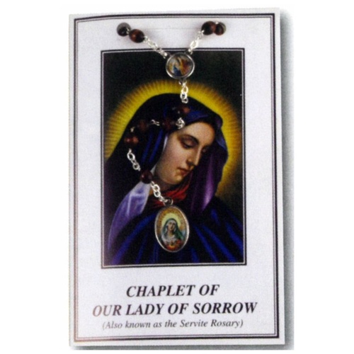 CHAPLET OF OUR LADY OF SORROWS WITH BLACK WOOD BEADS