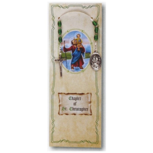 CHAPLET OF ST CHRISTOPHER WITH GREEN BEADS