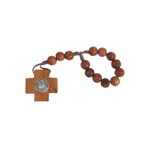 ROSARY RING WITH WOOD BEADS AND MARY MACKILLOP MEDAL