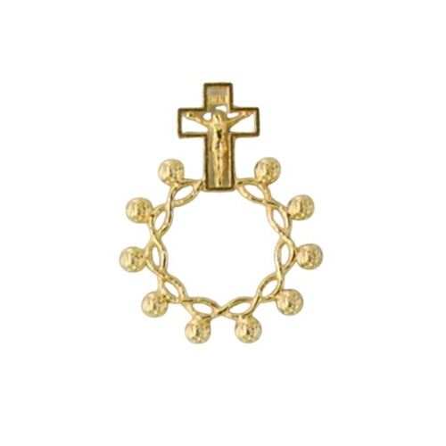 ROSARY RING METALWOVEN LOOK 20MM GOLD