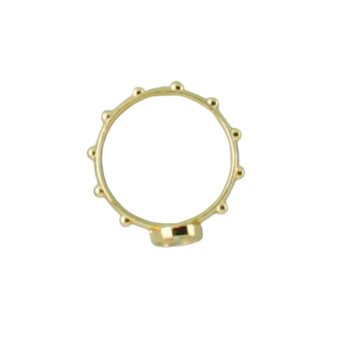 ROSARY RING WITH CROSS ON OVAL SMALL GOLD          