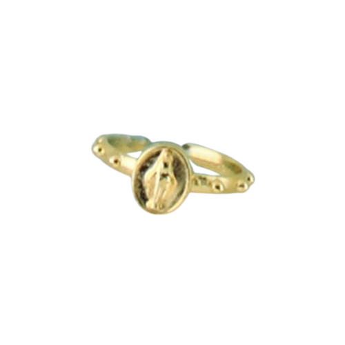 ROSARY RING WITH MARY ON OVAL MEDIUM GOLD