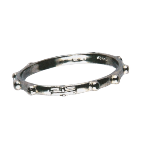 STERLING SILVER ROSARY RING 19MM