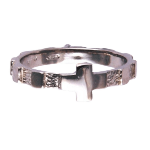 STERLING SILVER ROSARY RING CROSS 19MM