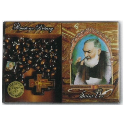 GEMSTONE ROSARY TIGER EYE PADRE PIO