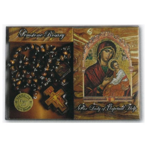 GEMSTONE ROSARY TIGER EYE OUR LADY OF PERPETUAL HELP