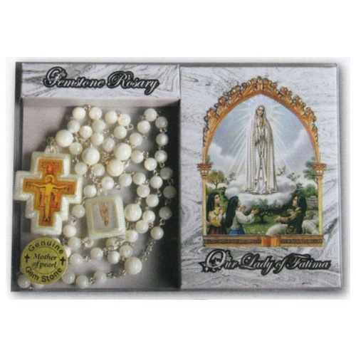 GEMSTONE ROSARY MOTHER OF PEARL OUR LADY OF FATIMA