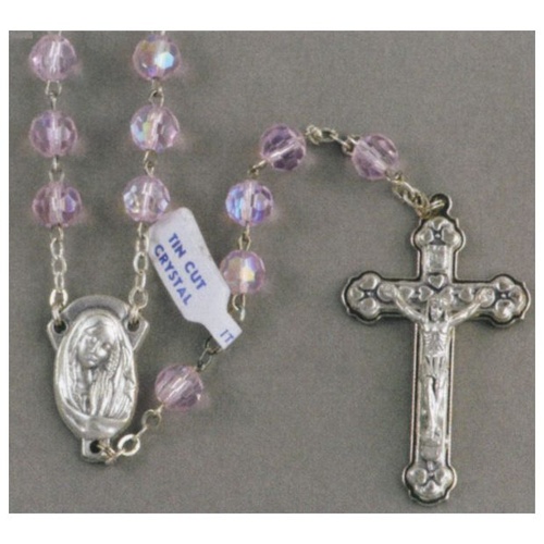 ROSARY WITH CRYSTAL BEADS PINK